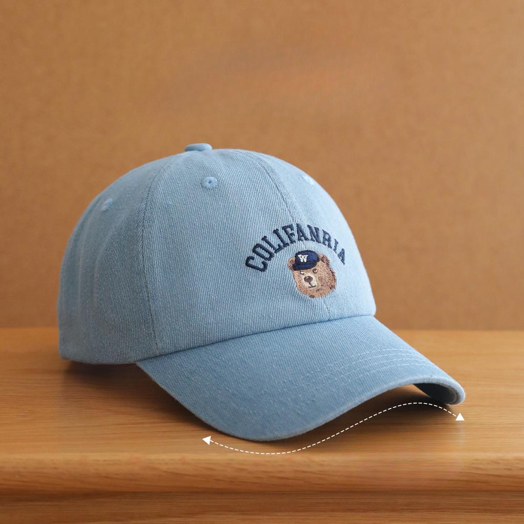 Embroidered Bear Baseball Cap Versatile Spring and Summer Korean Outdoor Sun Protection Face Protecting Small Duckball Cap American Sun Hat