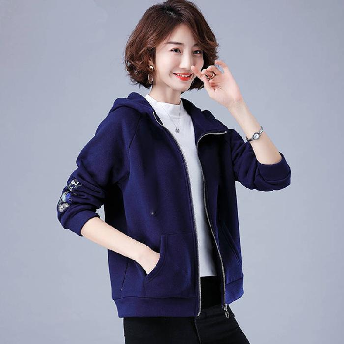 Hooded Sweatshirt Women's Long-sleeved Autumn and Winter New Korean Style Large Size Loose and Slim Zipper Cardigan Jacket for Women
