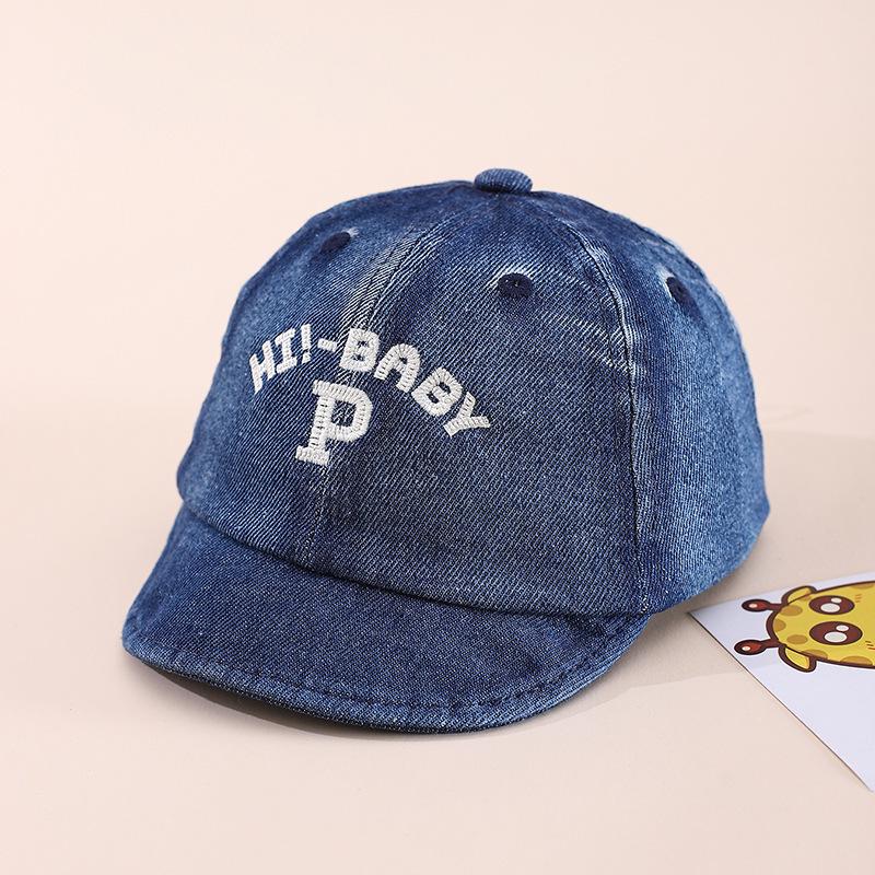 Spring Unisex Baby Duckbill Cap: Soft Brim, Letter Embroidery, Sun Protection