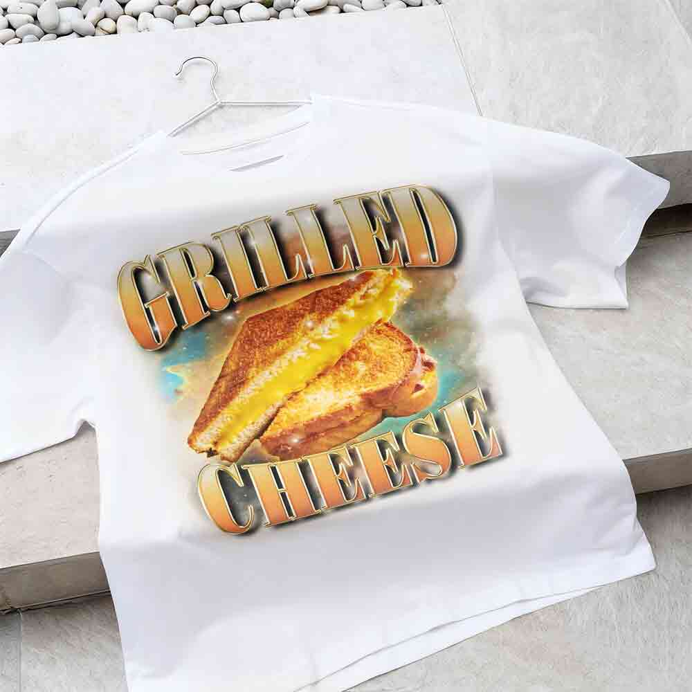 

Смешная футболка с принтом Жареный сыр , для любителей еды, женская, унисекс, короткий рукав, ретро, уличная мода Y2K, повседневная, топы, одежда S