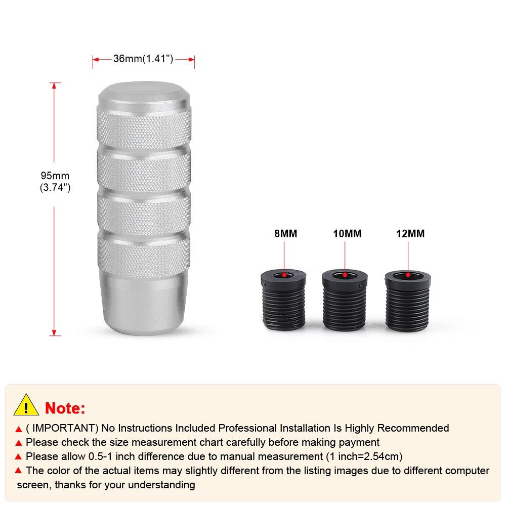 Universal 95mm Non-Slip  Shift Knob M8 M10 M12 Universal Car Manual Transmission Aluminum Knurled Shifter Lever Knob