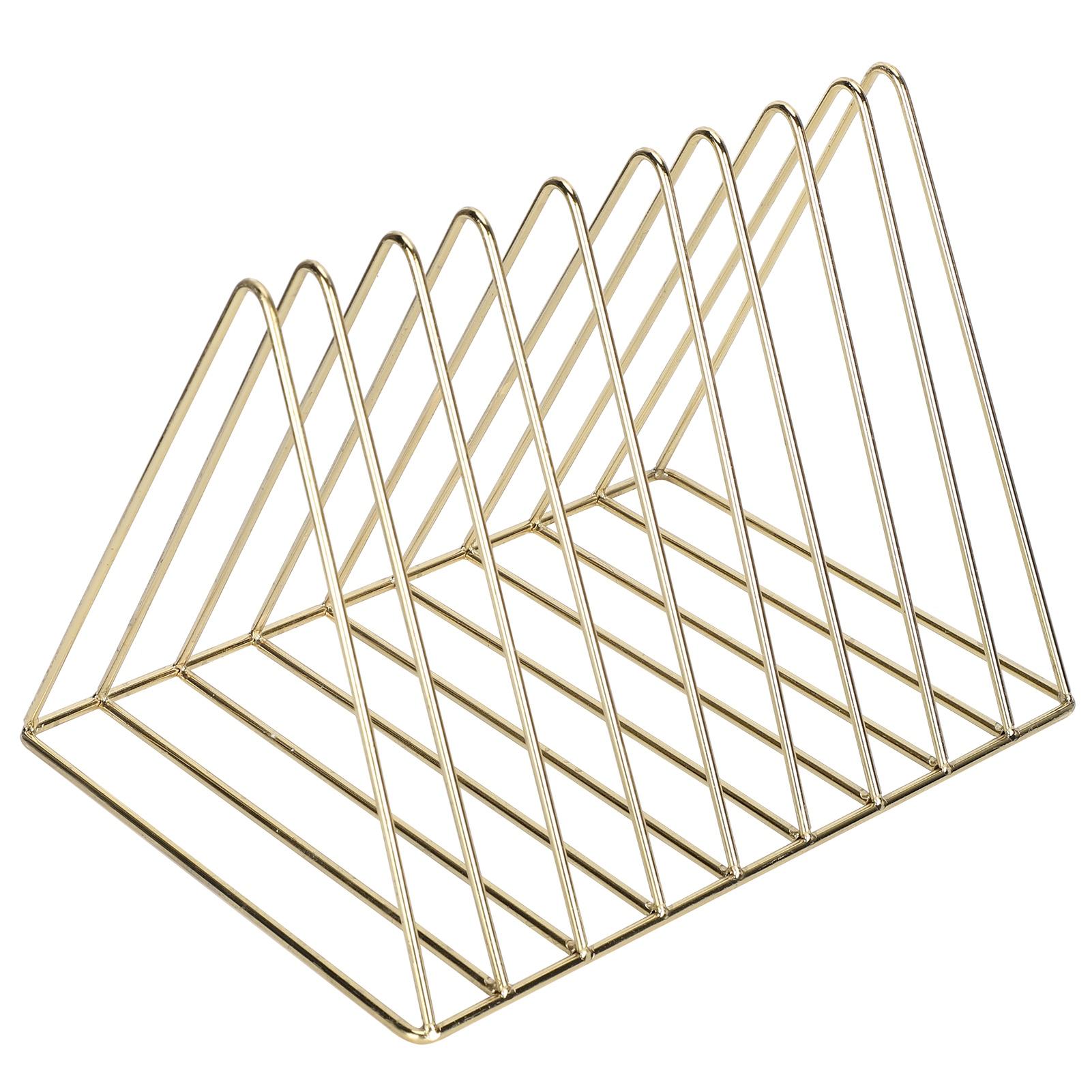 

Железный держатель для журналов, треугольный, для хранения книг и писем, металлический настольный сортировщик файлов, органайзер, золотой
