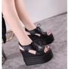 Fashion 16CM Super High Heels Wedges Women Sandals 14CM Summer Thick Bottom Peep Toe Platform Female Sandals Sexy Party Dress Show Shoes