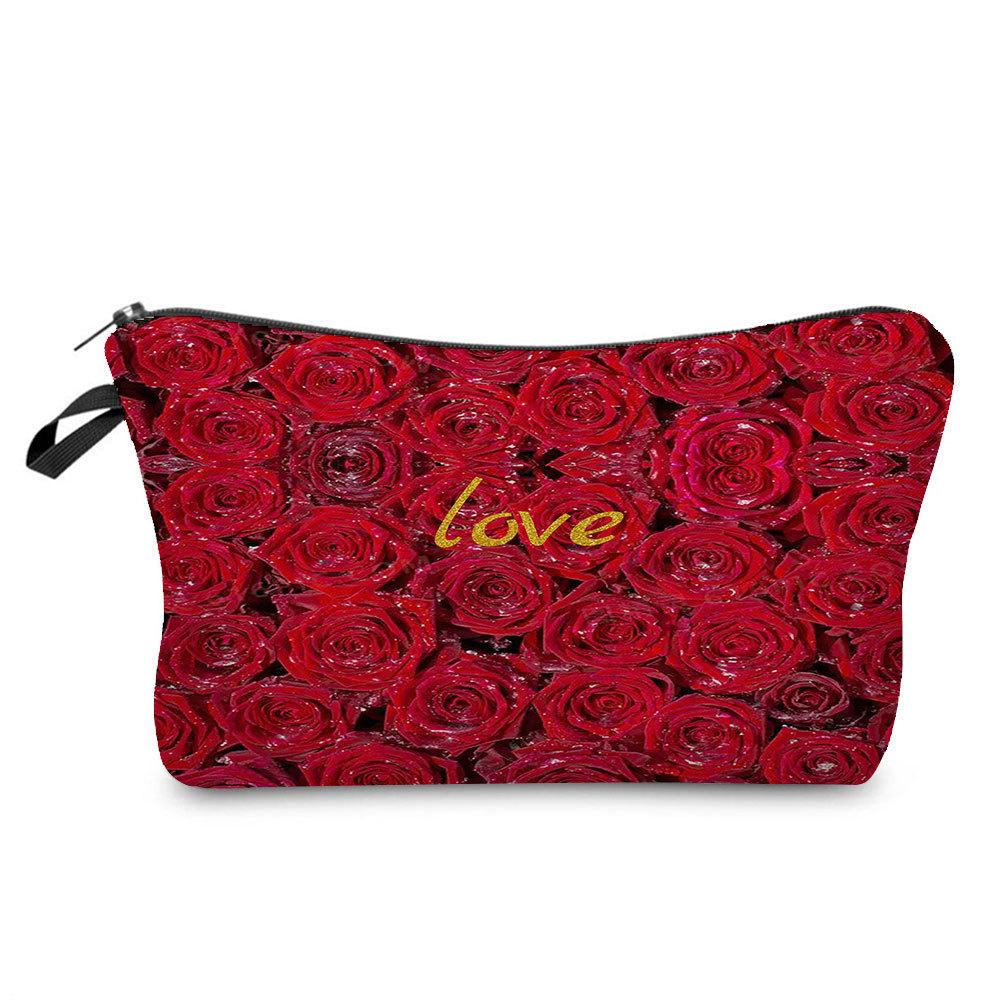 Women Hearts Print Cosmetic Bag Toiletries Organize Travel Storage Case KTB