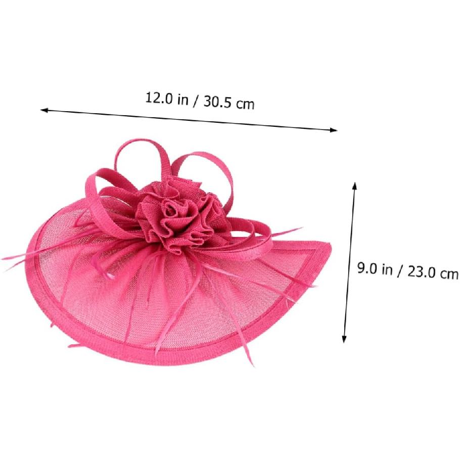 BESPORTBLE Bridal Tops Hat Fascinator with Mesh Veil Rose Red Women’s Wedding Tea Party Headpiece Special Occasion Accessory