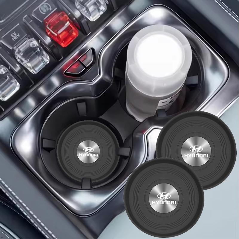 2Pcs New Car Water Cup Silicone Pad Anti-slip Noise Reduction For Hyundai Bayon Venue Tucson Getz Ioniq IX35 Sonata IX20 Genesis NN1