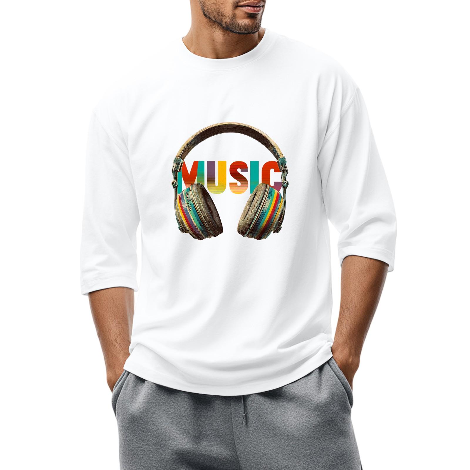 

Мужская повседневная модная футболка с круглым вырезом и рукавом три четверти XL белый