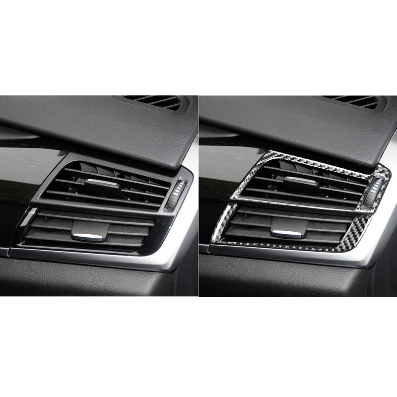 Real Carbon Fiber Car Accessories Dashboard Side Air Vent Trim Cover Soft Sticker For BMW X5 F15 2014-2018 X6 F16 2015-
