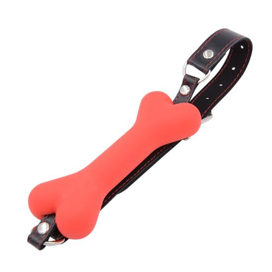 Bone-Shaped Silicone Ball Gag Adjustable BDSM Mouth Restraint for Bondage Roleplay Soft Body-Safe Discreet Adult Toy for Couples' Play