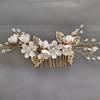 Handmade Floral Hairpiece with Crystal Wedding Hair Comb for Bride or Bridesmaid Ethnic Style Headwear Accessories