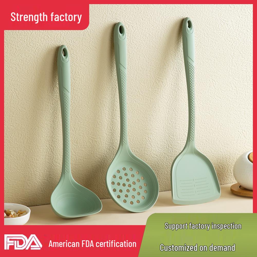 Heat-Resistant Silicone Kitchen Utensil Set: Spatula, Stir Fry Spoon & Soup Ladle