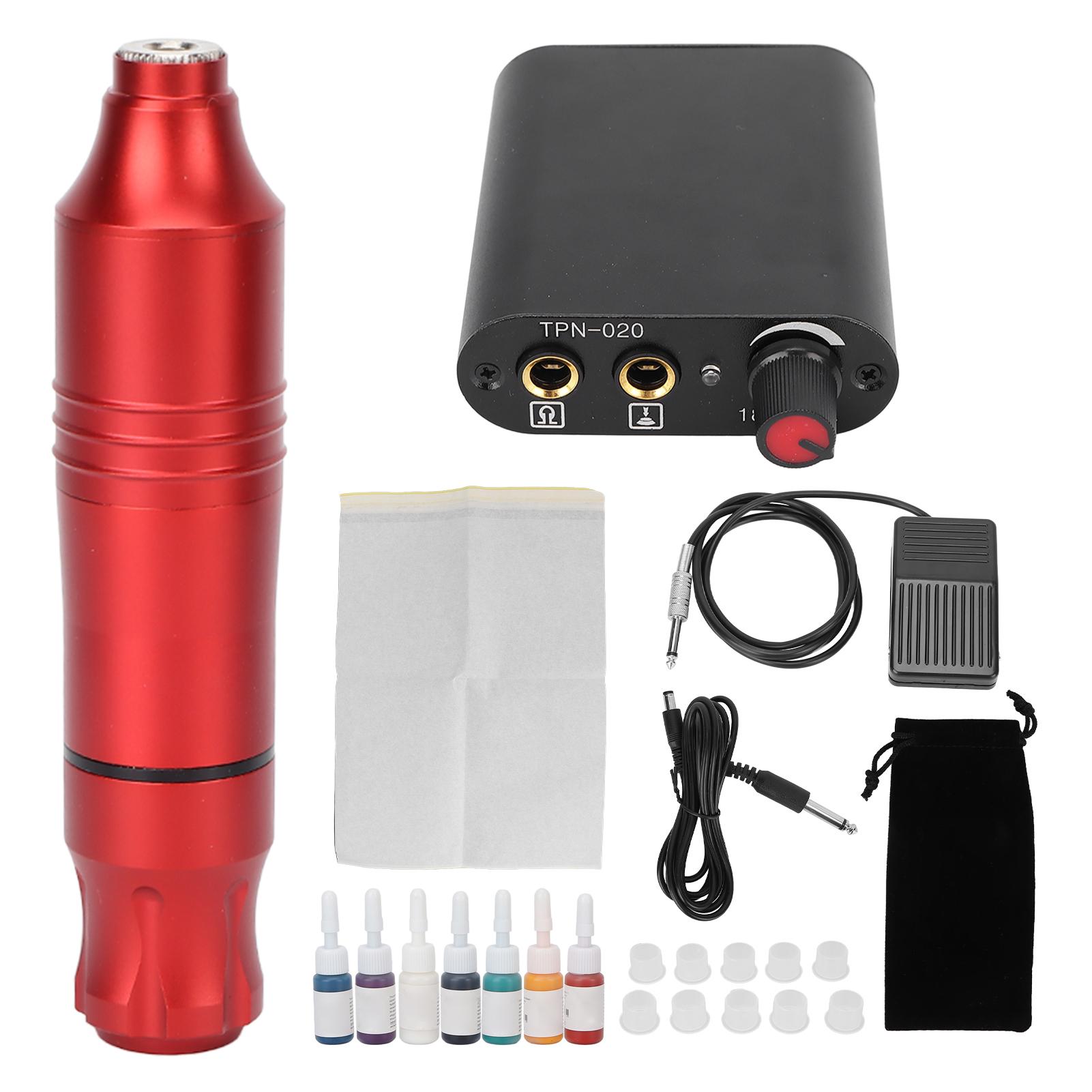 

Набор для татуировки с мотором, педалью, блоком питания, чернильницей, алюминиевым сплавом, набор инструментов для начинающих тату-машинок EU Plug красный