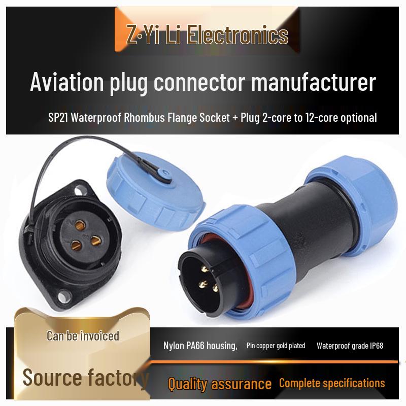 

SP21 Diamond 23-Pin Aviation Plug Socket, IP68 Waterproof Male & Female Connector Plug 2-Pin
