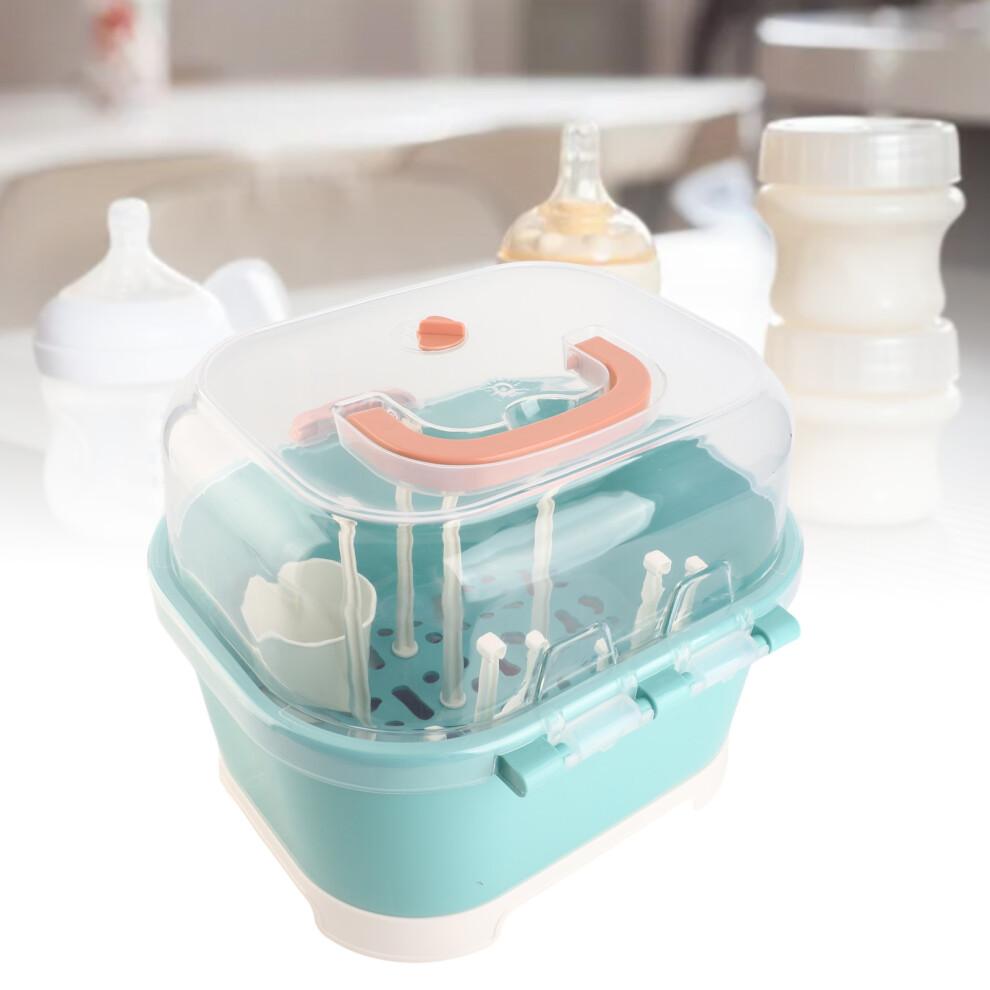 Nursing Bottle Storage Box Compact Household Dustproof Draining Thickened Plastic Baby Bottle Storage for Home Green