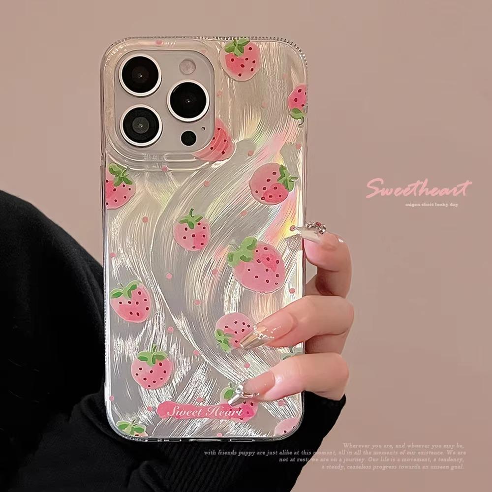 Pink Strawberry Phone Case For IPhone 17 Air 16 15 14 13 12 11 Pro Max Cover For IPhone 16 15 14 Plus Case Cover Funda Bumber