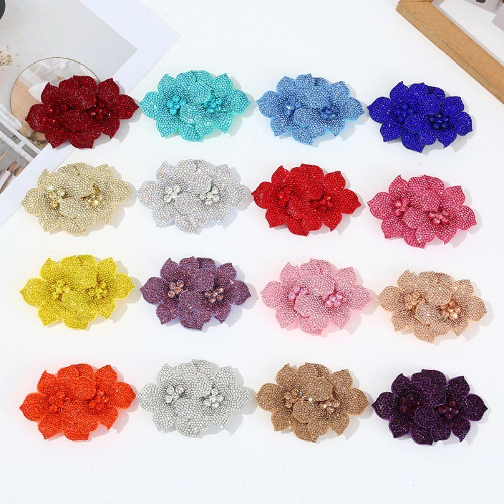 Sparkling Flower Brooch Fabrics DIY Craft Sewing Supplies Rose Brooch Fabrics  Shoe Decoration