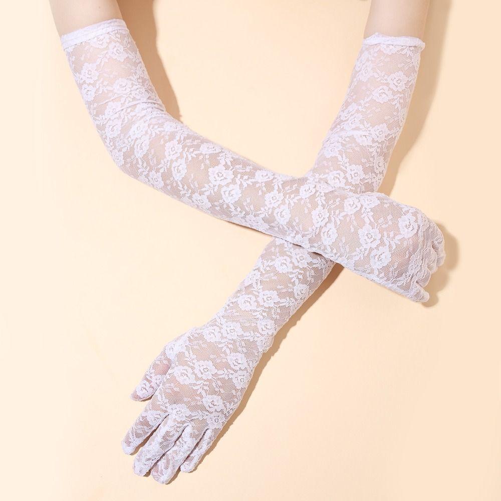 Elegant Wedding Mittens Transparent Lace Gloves Fashion Bridal Gloves  Wedding Bride