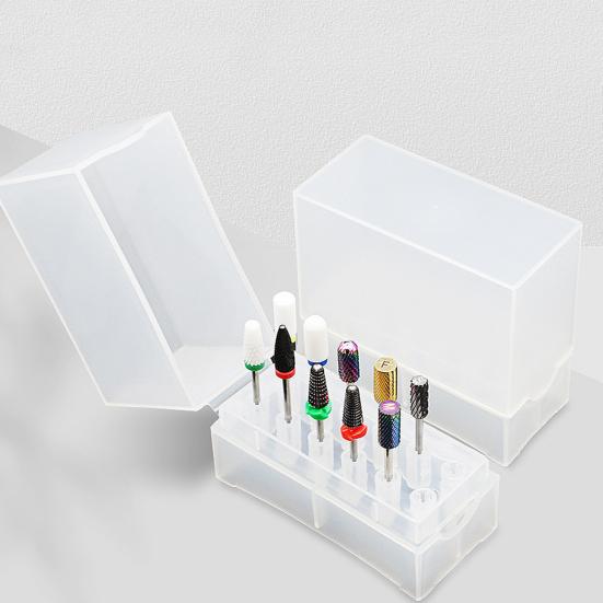 12 Holes Bit Box Large Capacity Buckle Design Dustproof Moisture-proof Manicure Tool Nail Art Drill Grinding Head Bit Display Storage Box