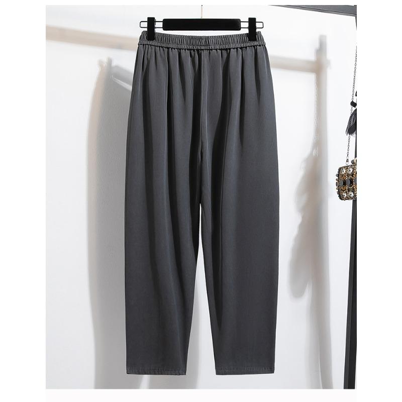 DIMANAF 2026 Summer New Plus Size Women Long Pants Loose Casual Elastic Waist Fashion Lady Bottoms Clothing Solid