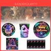 Halloween Glow In The Dark Disposable Tableware Set For 12 With Plates Cups Napkins And Tablecloth