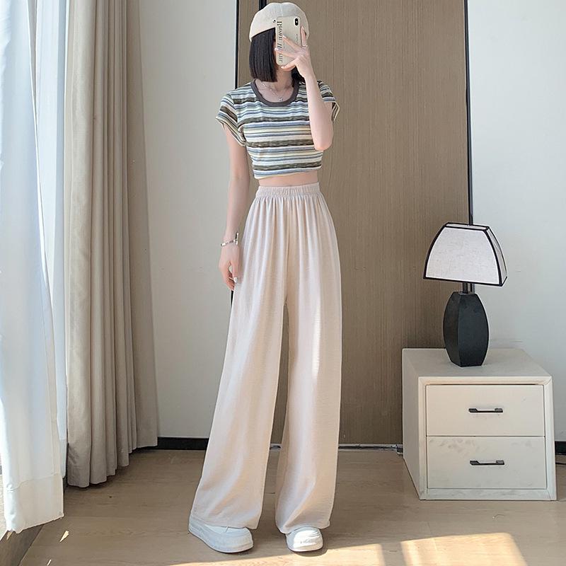 

H348 Women s Breathable Mosquito-Proof High-Waisted Wide-Leg Pants, Thin, Drapey, Casual for Spring and Autumn. X-Large світло-бежевого кольору