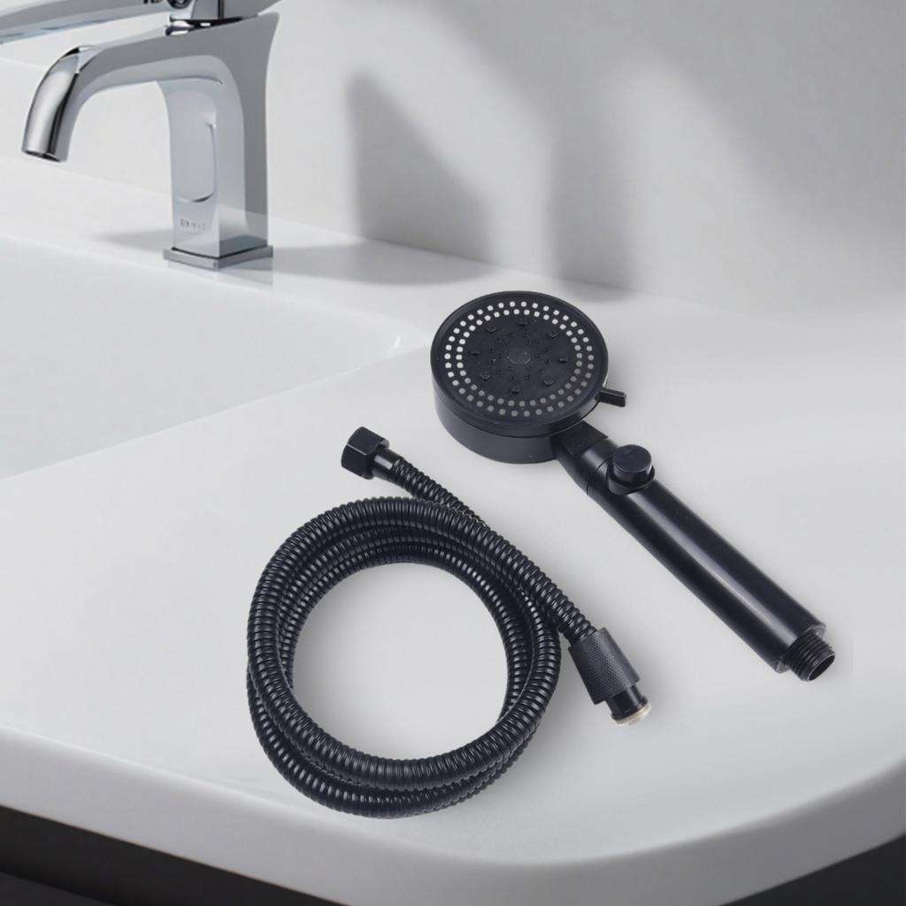 5 Mode Shower Head ABS Plastic Black Fixed Support