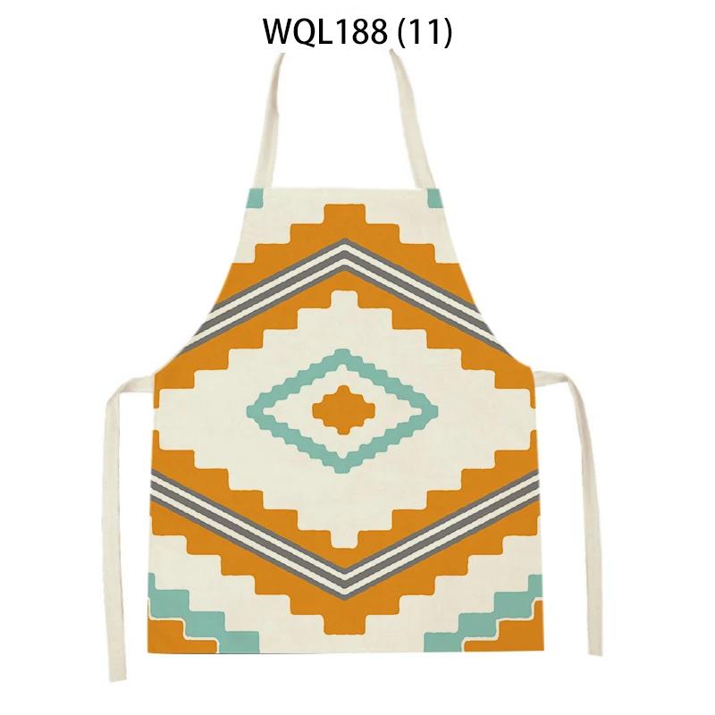 Retro Geometry Print Kitchen Apron for Woman Man Bohemia Linen Baking Aprons Adult Kids Cooking Apron Cleaning Tools Tablier
