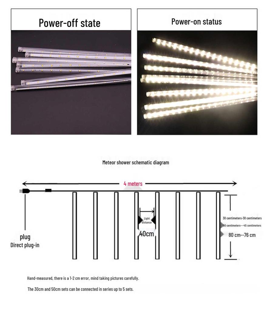 Solar Waterproof LED Meteor Shower String Lights for Outdoor Trees & Festival Decorations
