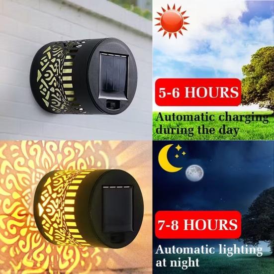 Solar Wall Light, 7 Color Changing Fence Light, Outdoor Projection Lamp, Waterproof Garden Lamp for Yard Patio Backyard Decor