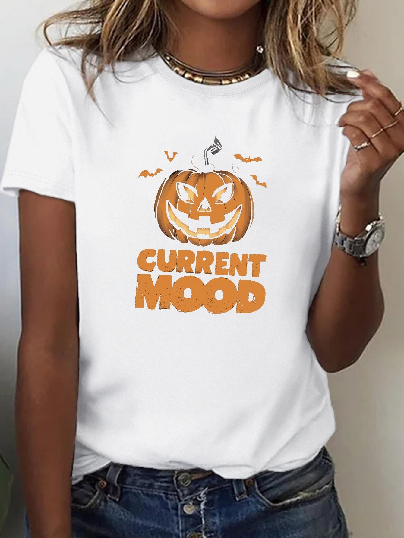 Bats CURRENT MOOD Pumpkin Tshirt with Comfortable Fit Harajuku Short Sleeve Casual  Tshirt Clothing Street Aesthetic Clothes S