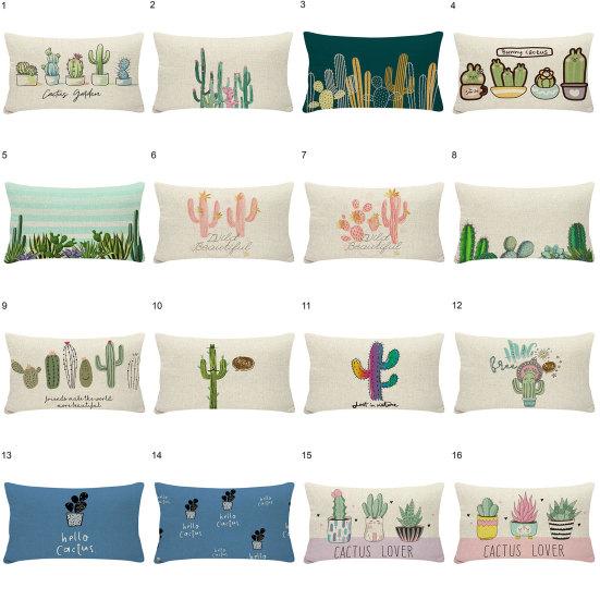 30cm X 50cm Pillow Case Washmachine Washable Multi-purpose Polyester Cactus Printing Cushion Cover for Daily Life