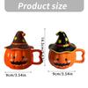 Unique Halloween Themed Ceramics Coffee Cup With Detachable Witch Hat Cover Pumpkin Shape Mug For Hot Beverages Gift