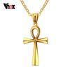 Vnox  Retro Ankh Necklace Egyptian Cross Necklaces & Pendants Jewelry Gold-color Vintage Crux Ansata Prayer Jewelry