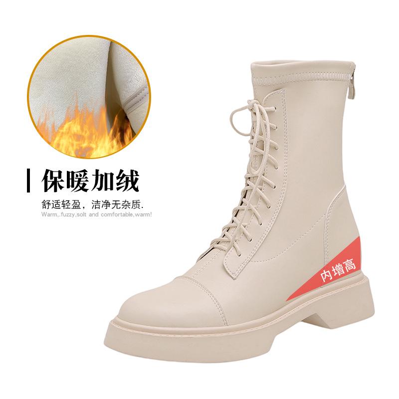 

2025 новые осенне-зимние ботинки Мартин женские ботинки кожаные ветрозащитные ботинки коричневые короткие ботинки внутренняя высота увеличение эластичные тонкие ботинки 40