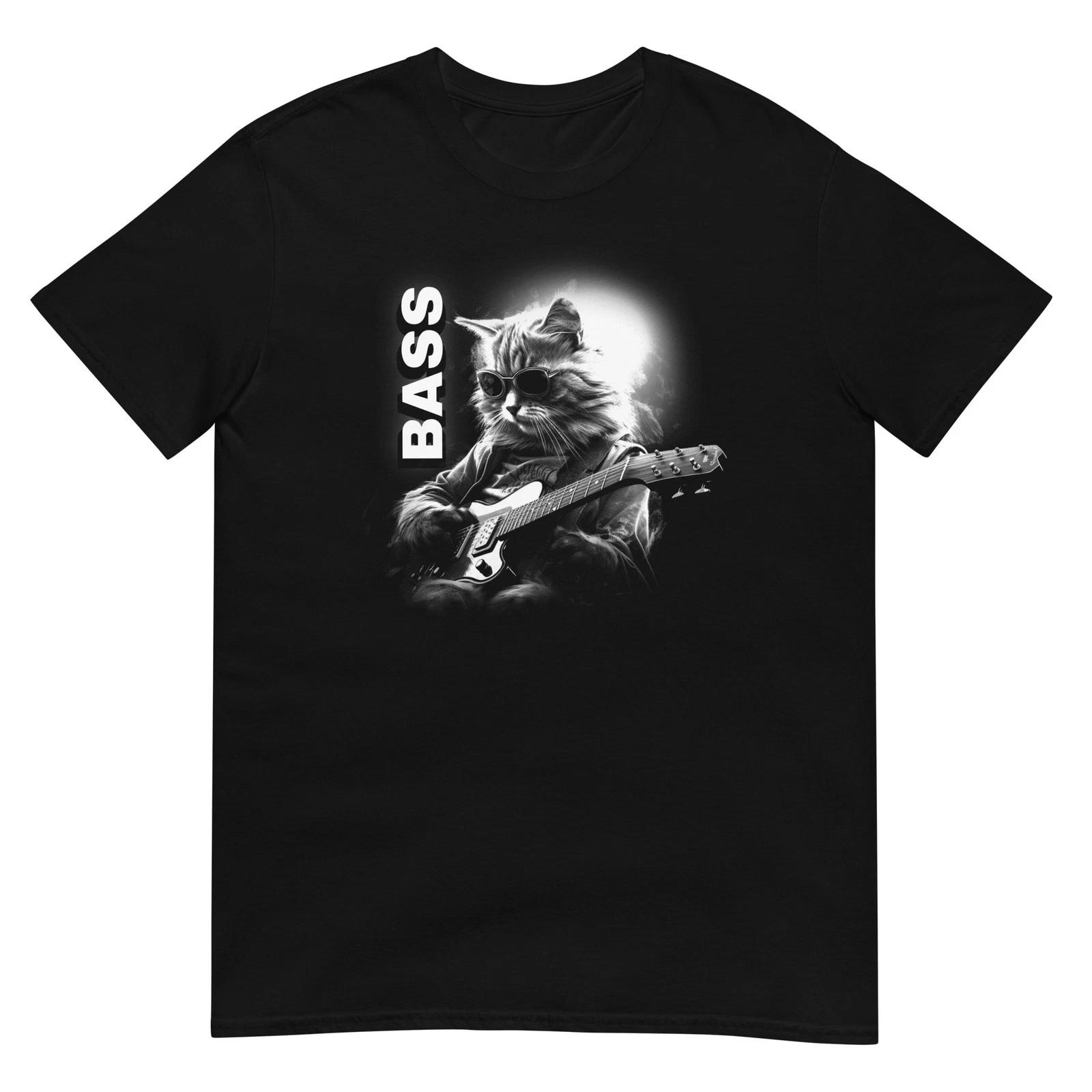 Cat Tshirt Bass Player Violin Tee Kitty Cats Lover Pet T-Shirt Unisex Design XL