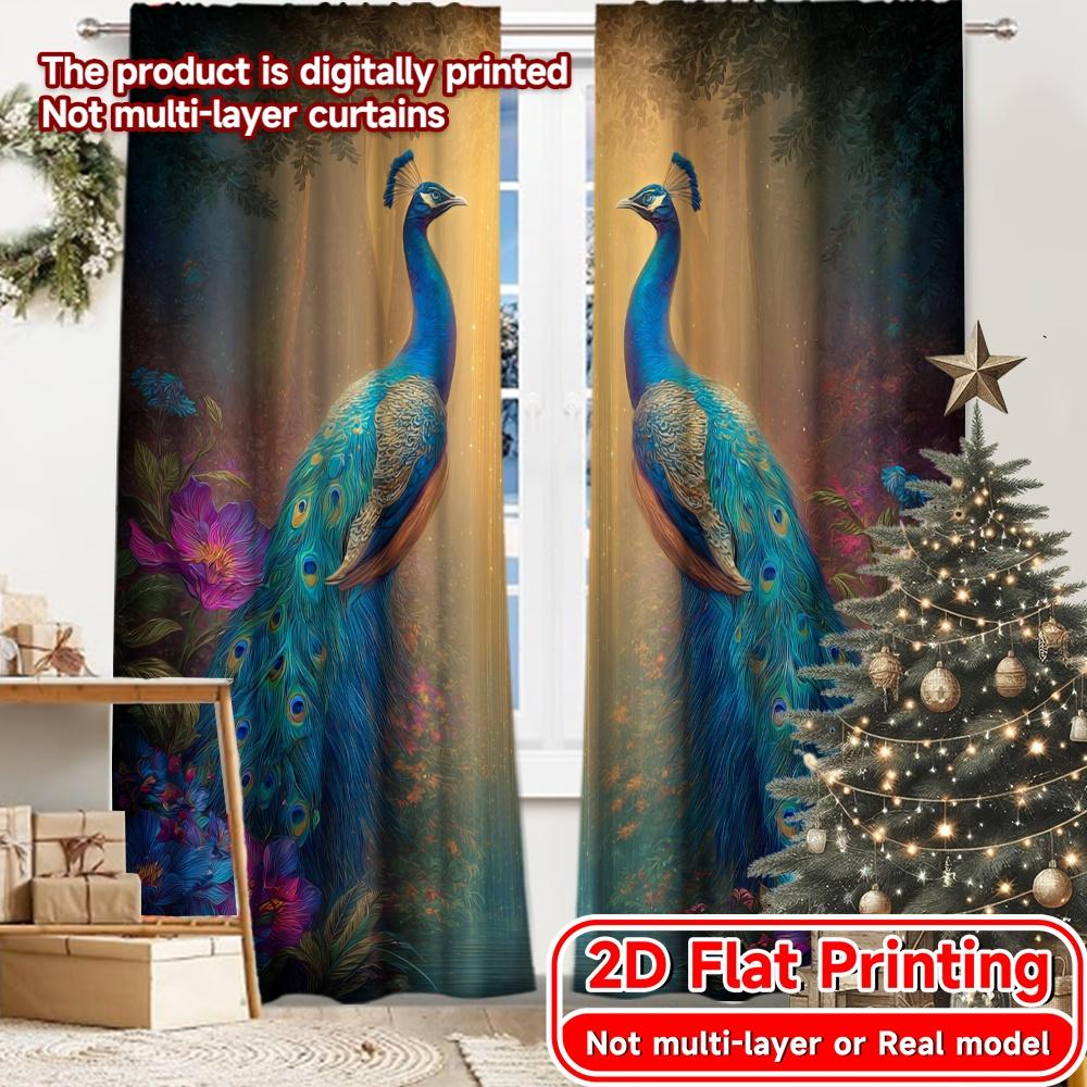 

2D FLAT PRINTING 2pcs Curtains (Without Rod) Peacock with Vibrant Feathers Saint Patrick is Day Festival Creative Curtains 100*130 Grommet Top 1pcs