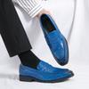 Fashion 2024 Luxury Loafers Men Slip-On Business Formal Casual Shoes Blue MenShoes Leather Men Dress Shoes Wedding Dress Driving Shoes