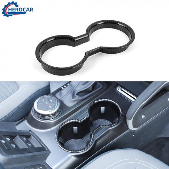 Inner Front Water Cup Holder Frame Cover Trim For Ford Bronco 21+ Carbon Fiber