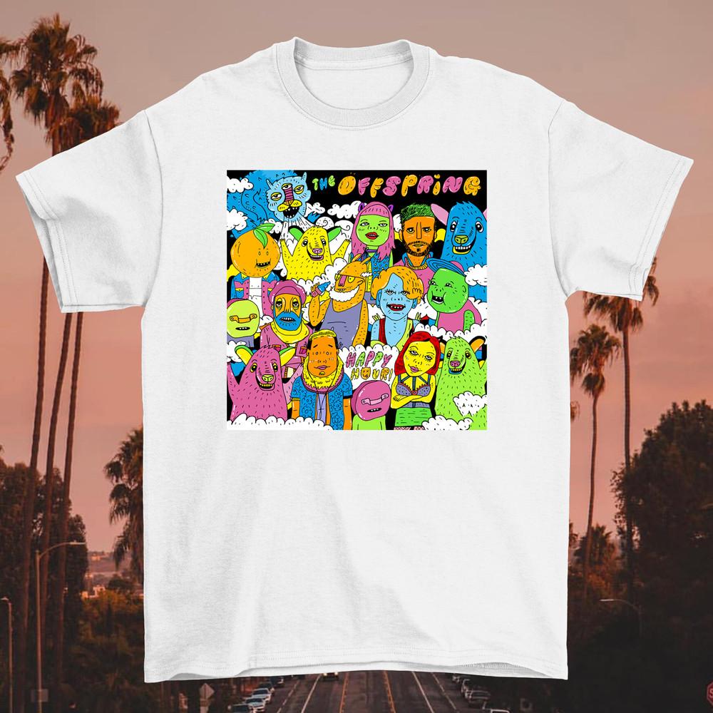The Offspring Happy Hour Short Sleeve Cotton White Unisex S-234XL T-Shirt Unisex T-Shirt XXXL