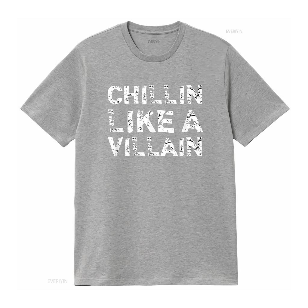 Chillin Like A Villain Vintage Distressed T Shirt vintage Washed designer clothes Unisex Stylish Slightly Casual Breathable