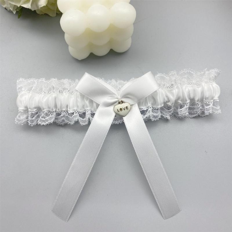 Bride Wedding Lace Garter Elastic Leg Band Lace Trim Design Leg Decoration for Formal Event Proms Ceremony Accessories