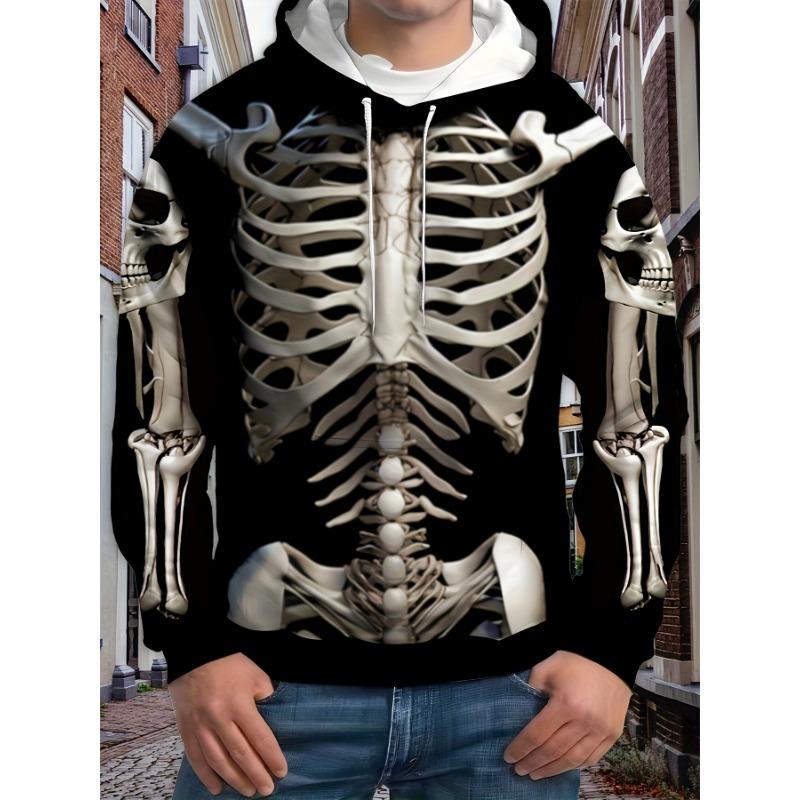 Skull Men's Hoodie 3d Skull Print Long Sleeved Hoodie Autumn/ Winter Streetwear Top Retro Casual Men's Hoodie Oversized Clothing