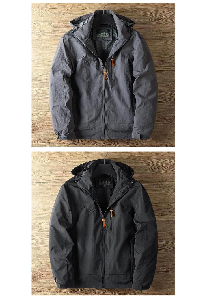 Men's Spring & Autumn Lightweight Windproof Waterproof Jacket with Detachable Hood