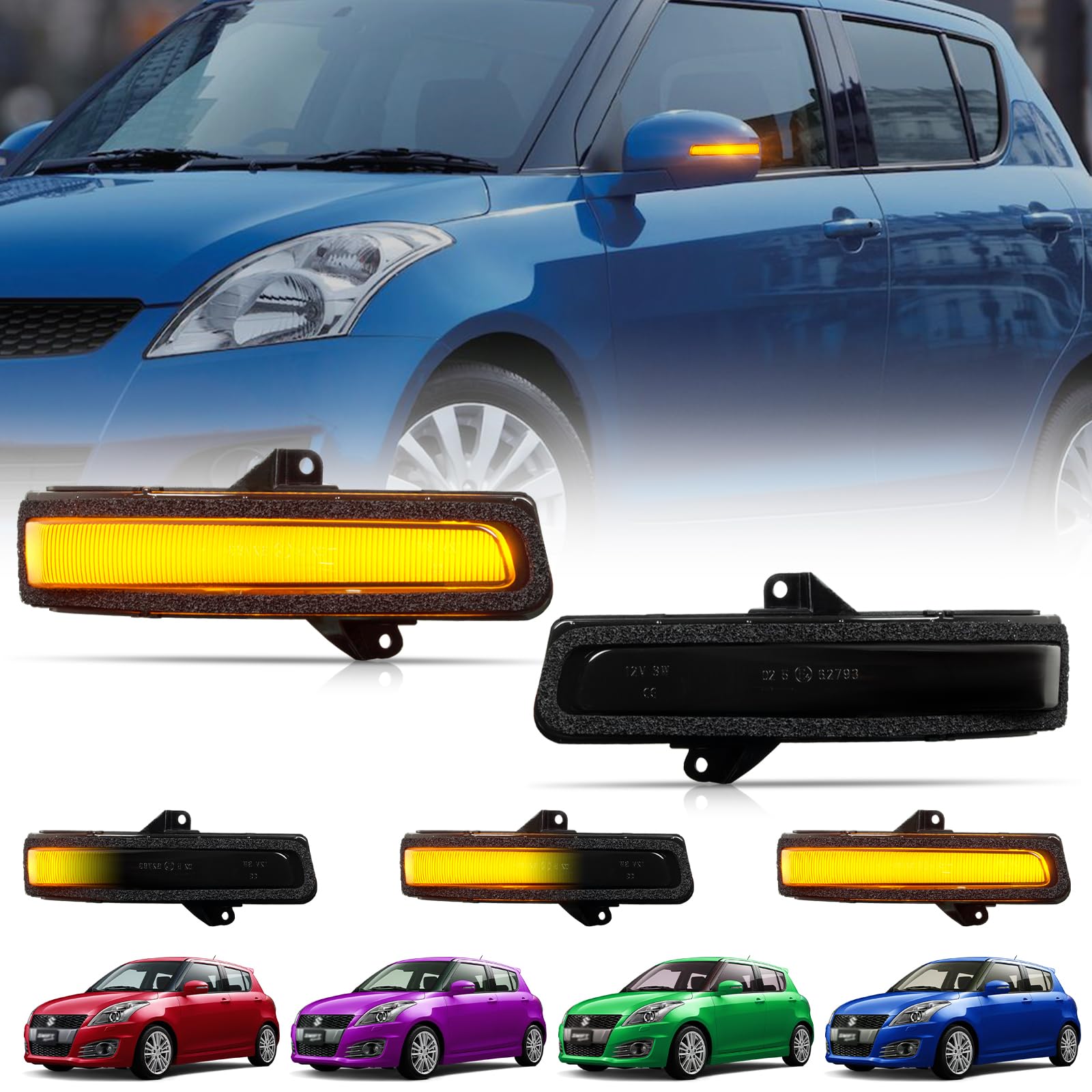 

NEIFILES LED Sequential Turn Signals for Suzuki Swift Sport ZC32S High Brightness Series, (Smoke)