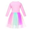 Kids Girls Witch Glinda Print Mesh Rainbow Round Neck Casual Cotton Dress