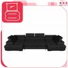 U-shaped Corner Sofa Bed, Extendable F. Bosso Family Sleeping Furniture Black Velvet