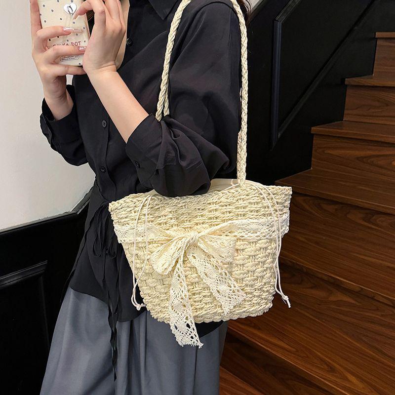 2025 Summer Pastoral Straw Woven Shoulder Bag - Perfect for Seaside and Beach Vacations