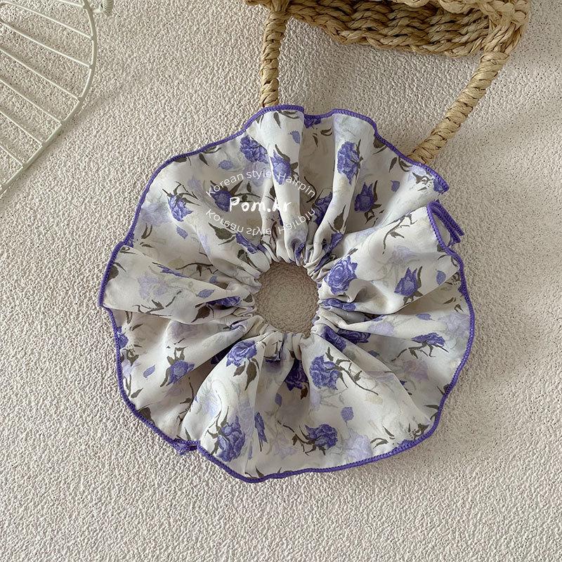 Spring 2025 Korean Floral Scrunchie for Girls - High Elasticity Bun Hair Tie