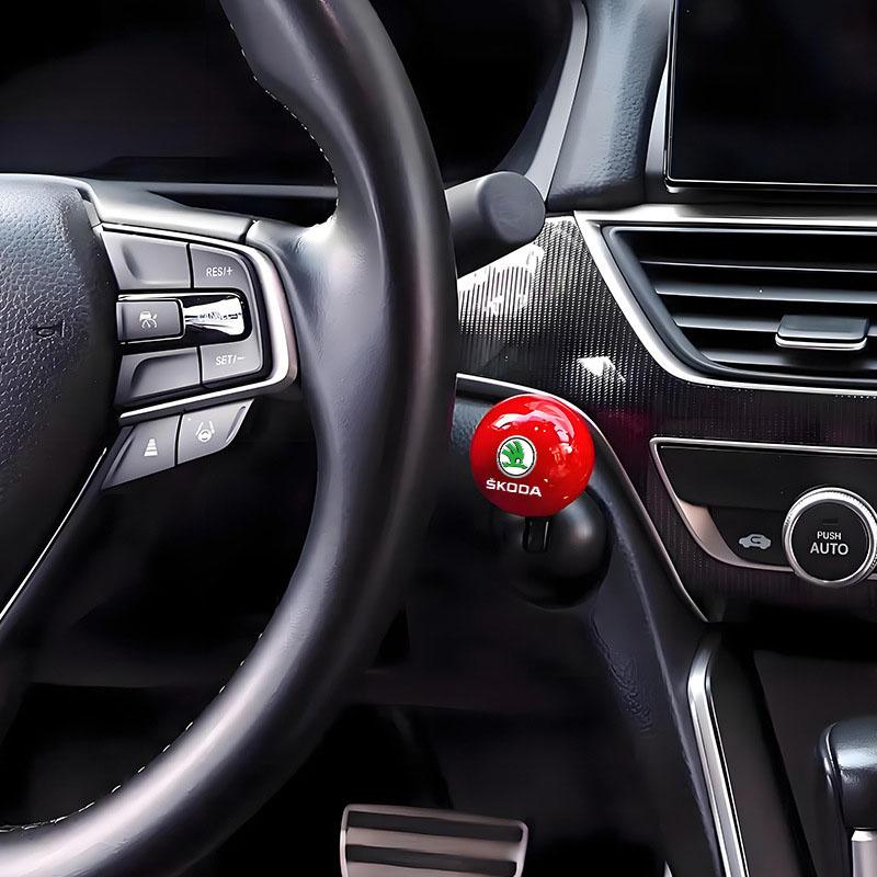 1Pcs Car Logo Push Start Button Lever Creative Protective Cover For Skoda Octavia Superb Rapid Kodiaq Karoq Fabia Kamiq Roomster Citigo