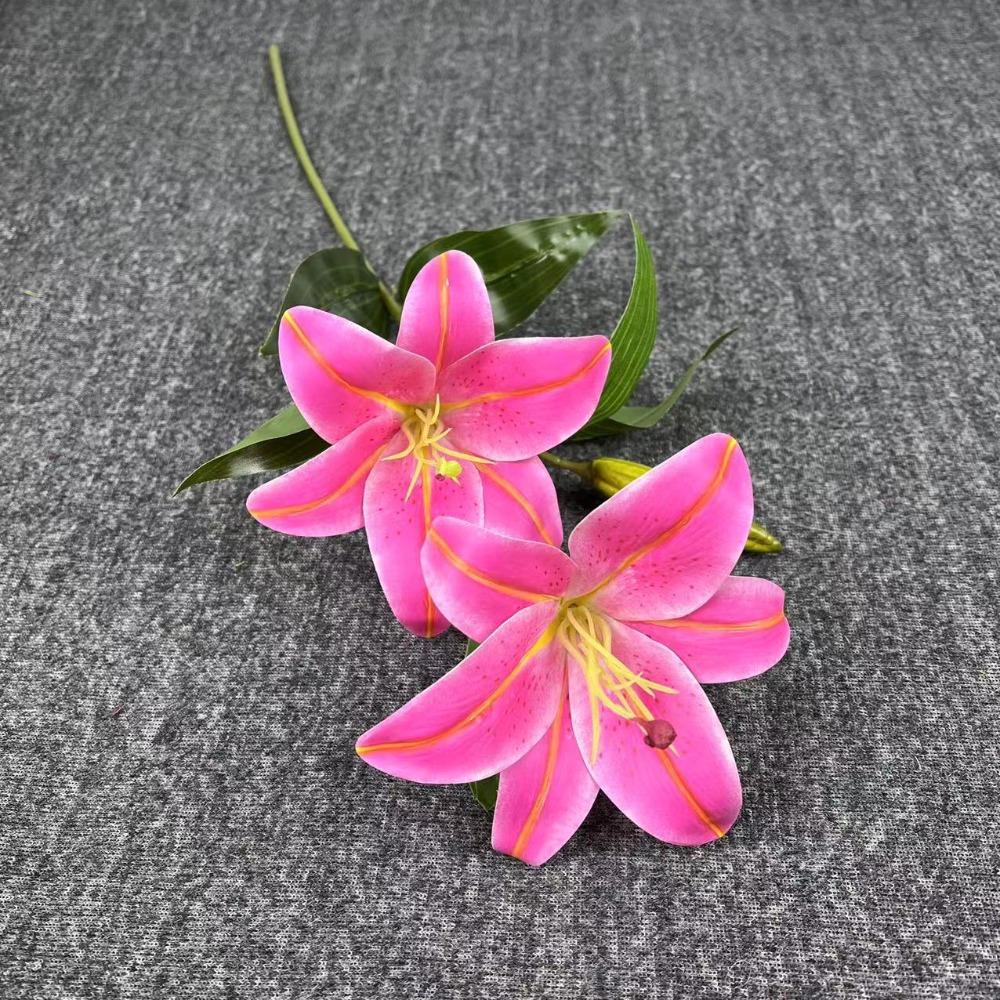 65cm Artificial Lily Flower Silk Wedding Bridal Bouquet New Fake Lily Bouquet  Living Room Decor